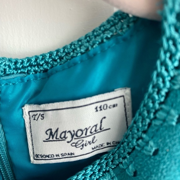 NWOT Gorgeous Girls Mayoral Dress Teal Blue Suede size 5T - Picture 4 of 4